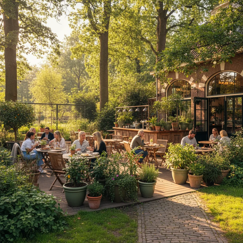 Parq Bistro Café terras in het Europapark — groen en uitnodigend